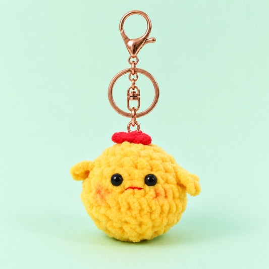 Yellow Chick Head Crochet Plush Keychain