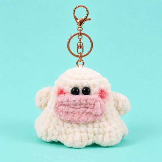 White Sheep Pink Muzzle Crochet Plush Keychain