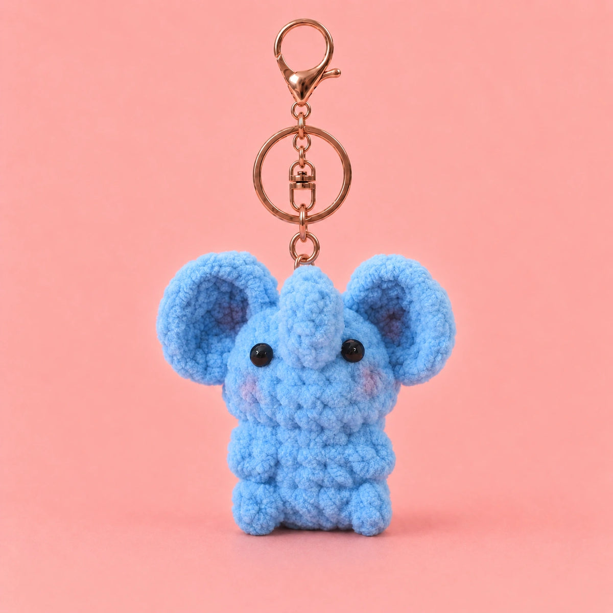 Mini Blue Elephant Crochet Plush Keychain