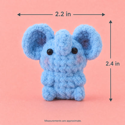 Mini Blue Elephant Crochet Plush Keychain