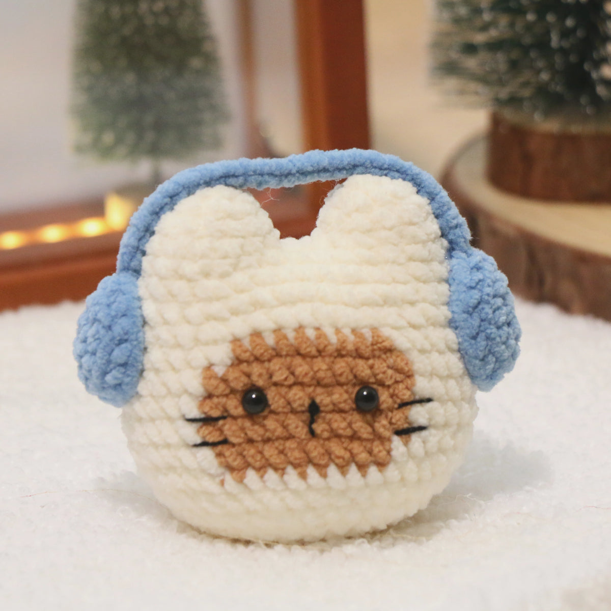 Blue Headphone Toast Crochet Plush Keychain