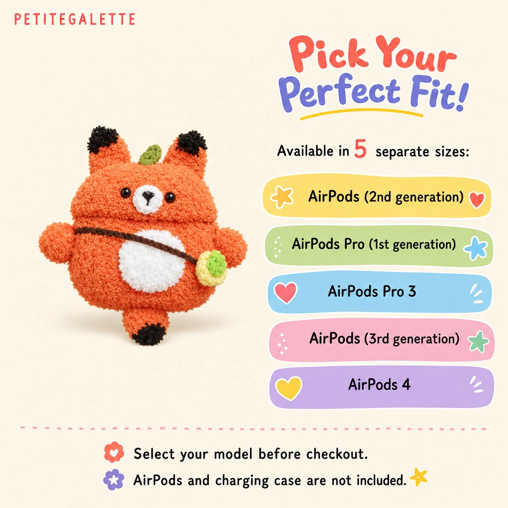 Orange Fox Crochet AirPods Case