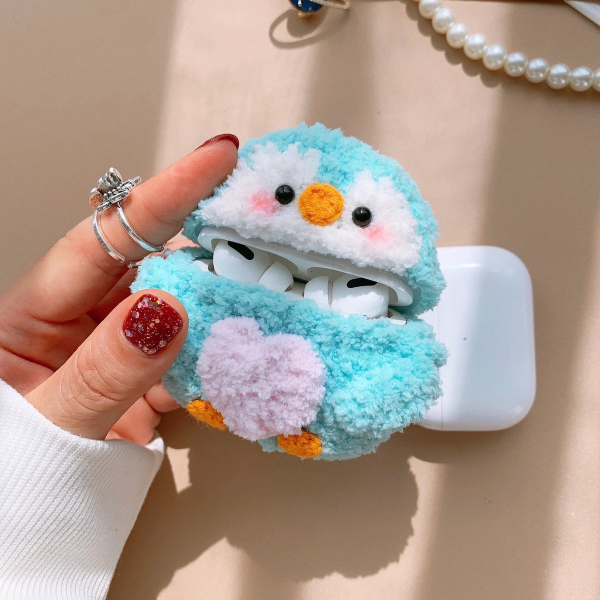 Blue Penguin Crochet AirPods Case