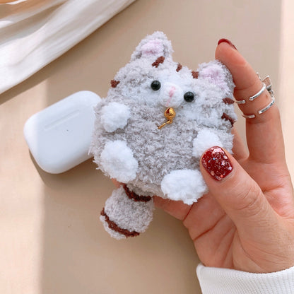 Gray Striped Cat Crochet AirPods Case