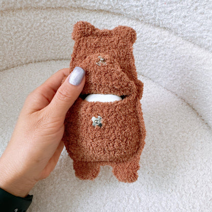 Chocolate Brown Hugging Bear Crochet AirPods Case