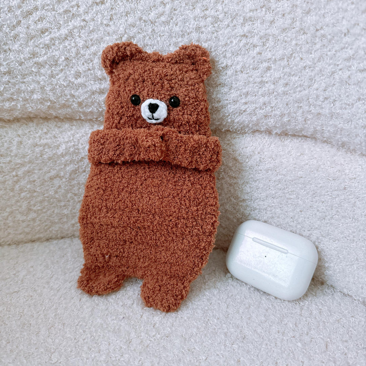 Chocolate Brown Hugging Bear Crochet AirPods Case