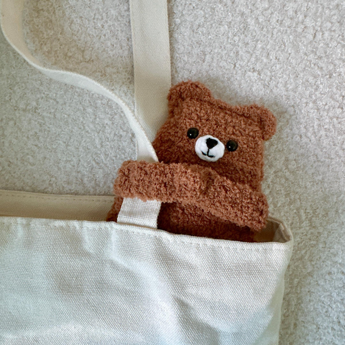 Chocolate Brown Hugging Bear Crochet AirPods Case