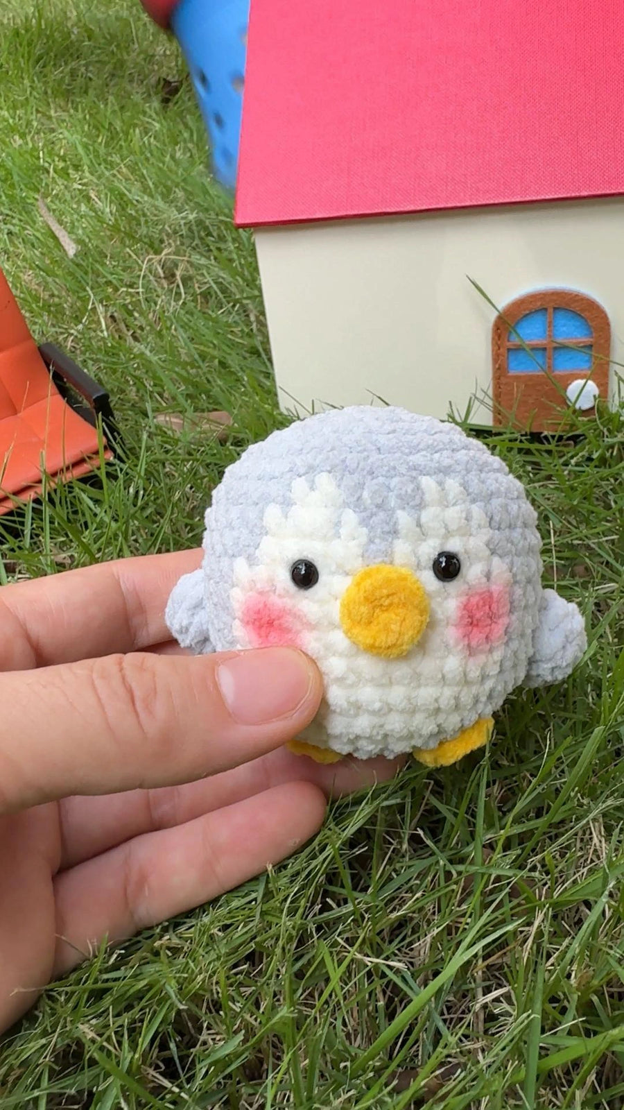 Gray Bird Crochet Plush Keychain