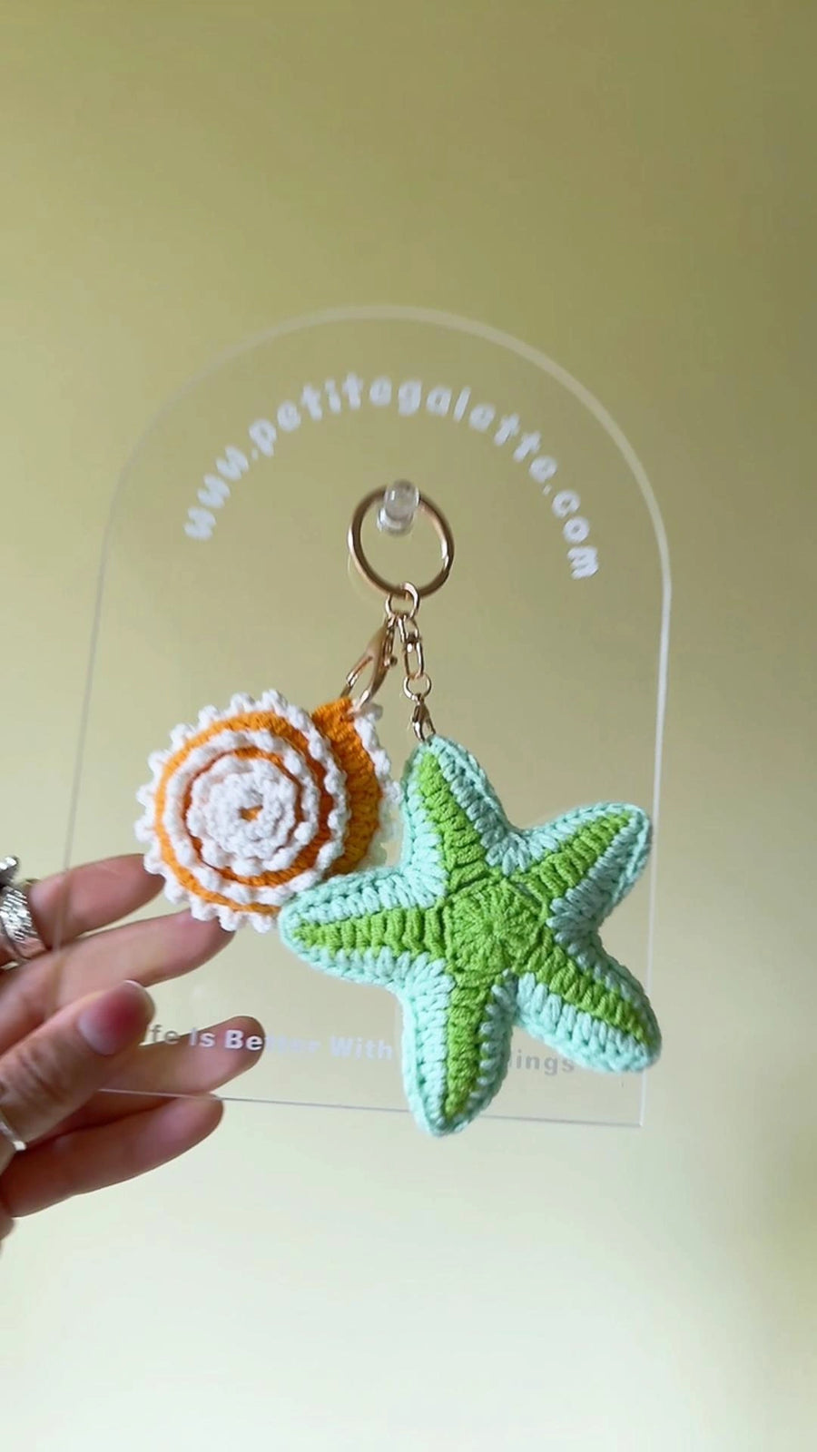 Starfish & Seashell Crochet Bag Charm