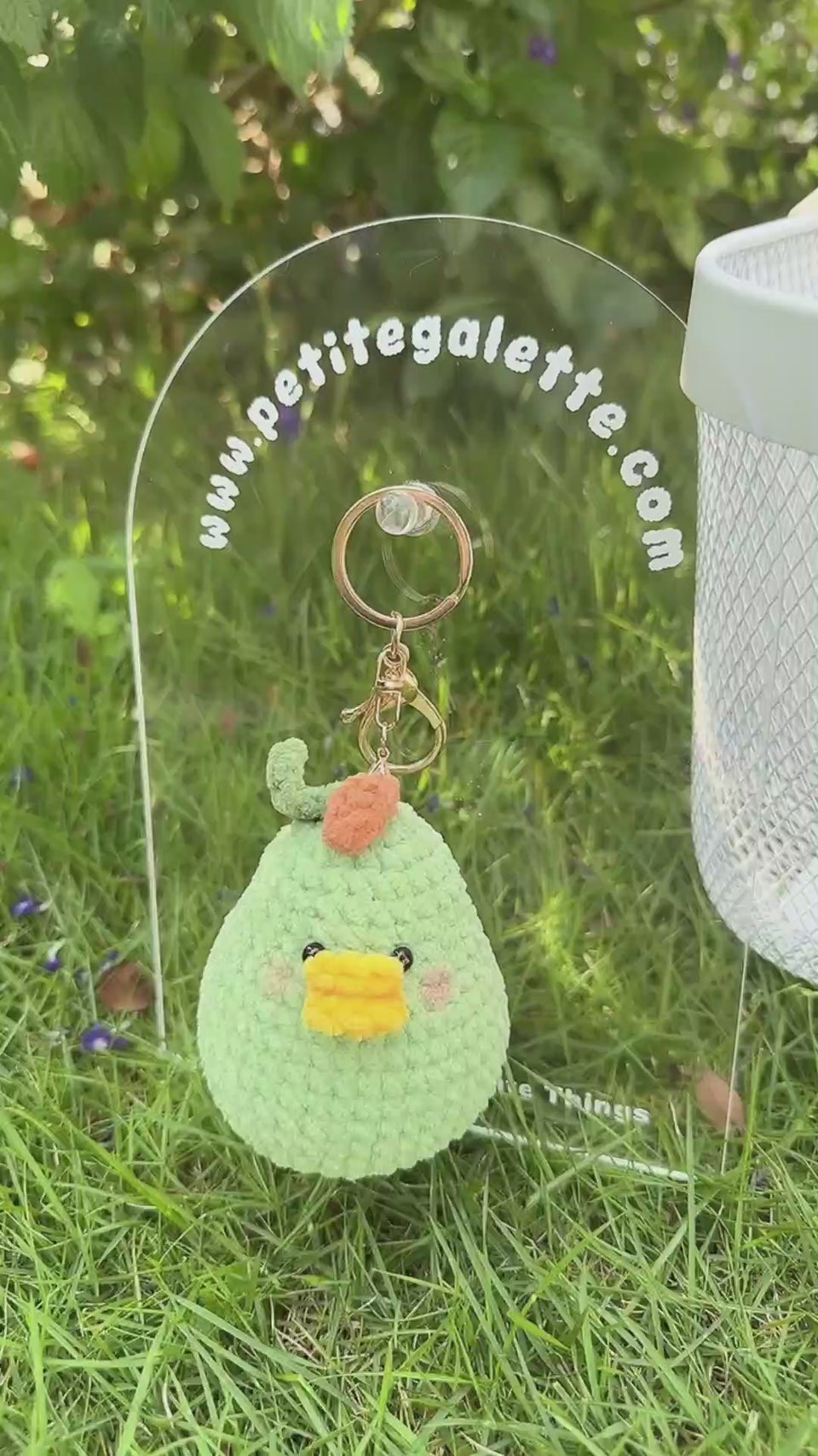 Green Pear Duck Crochet Plush Keychain