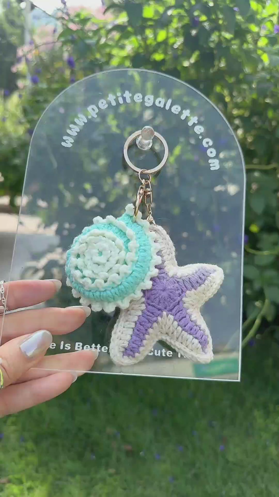 Starfish & Seashell Crochet Bag Charm