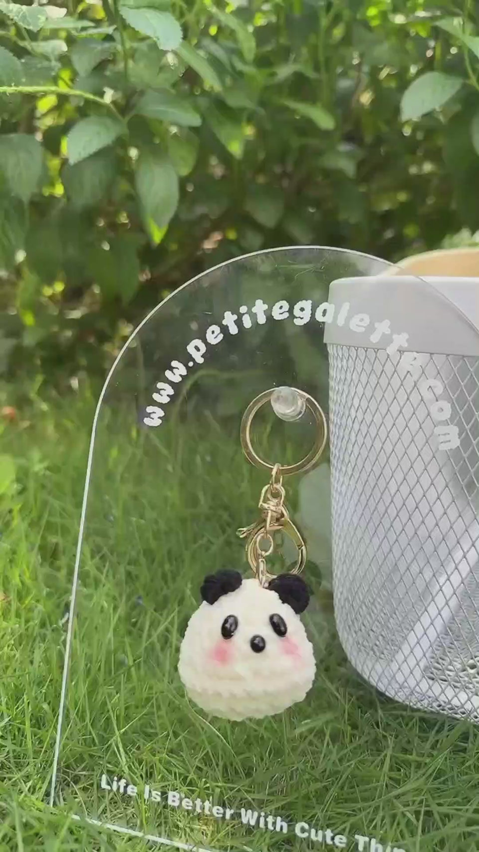 Round Panda Crochet Plush Keychain