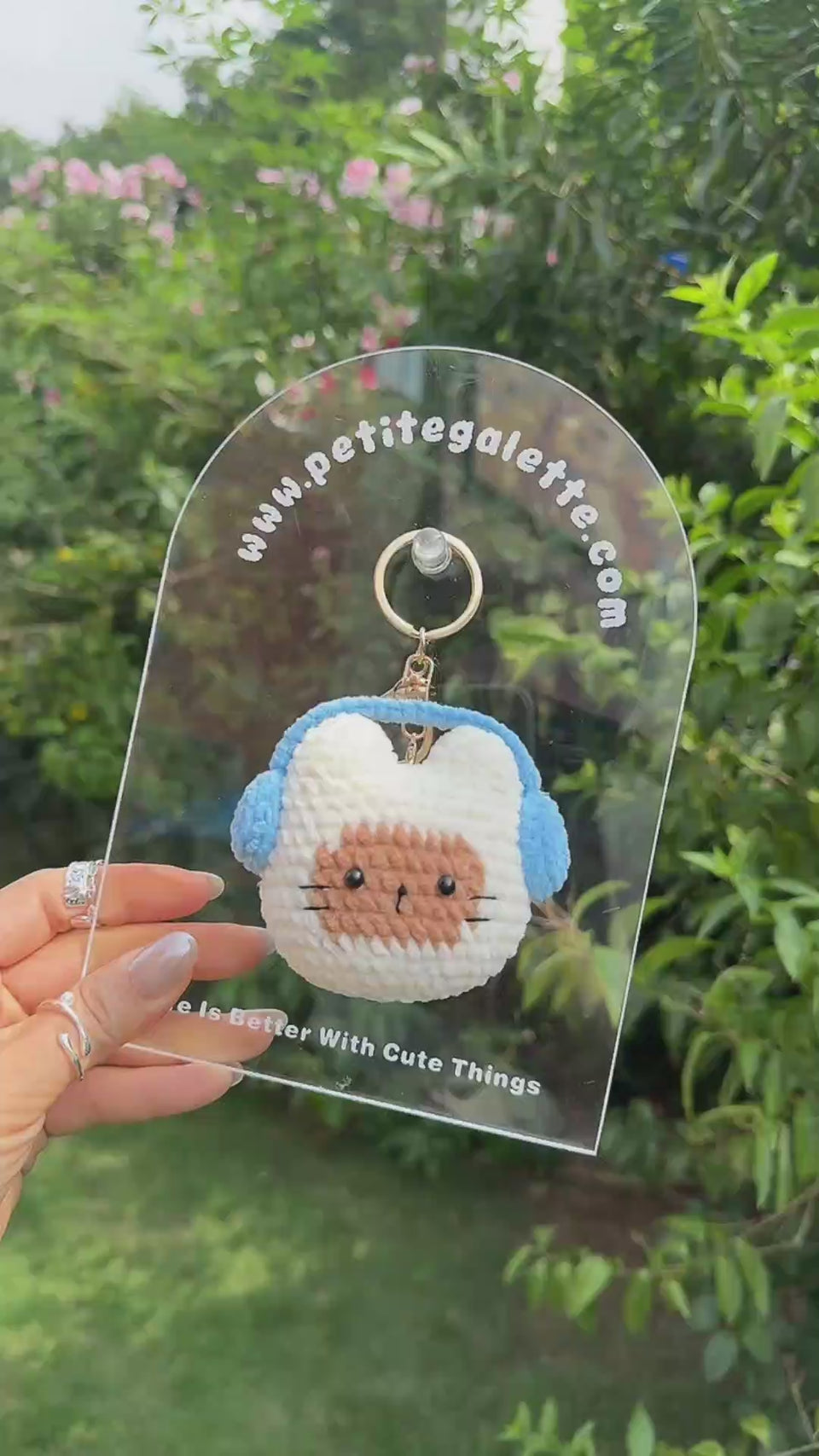 Blue Headphone Toast Crochet Plush Keychain