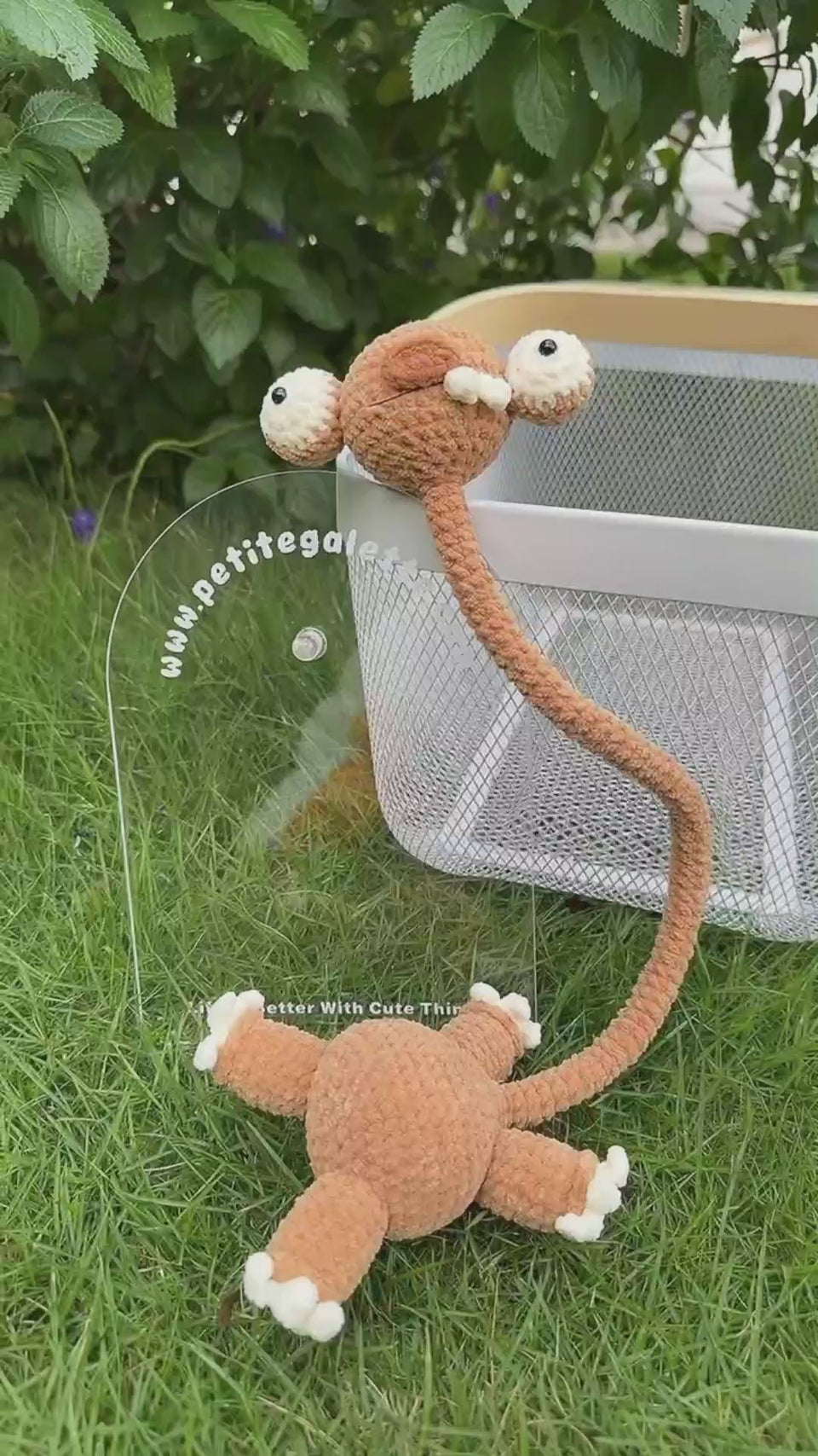 Long Neck Brown Sloth Crochet Bag Charm