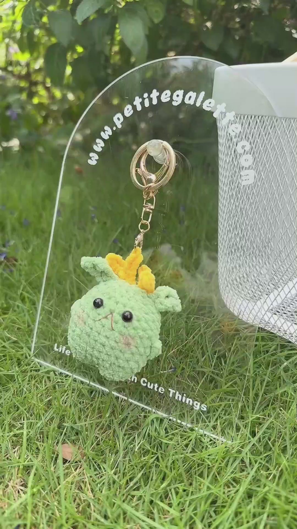 Green Flower-Ear Creature Crochet Plush Keychain